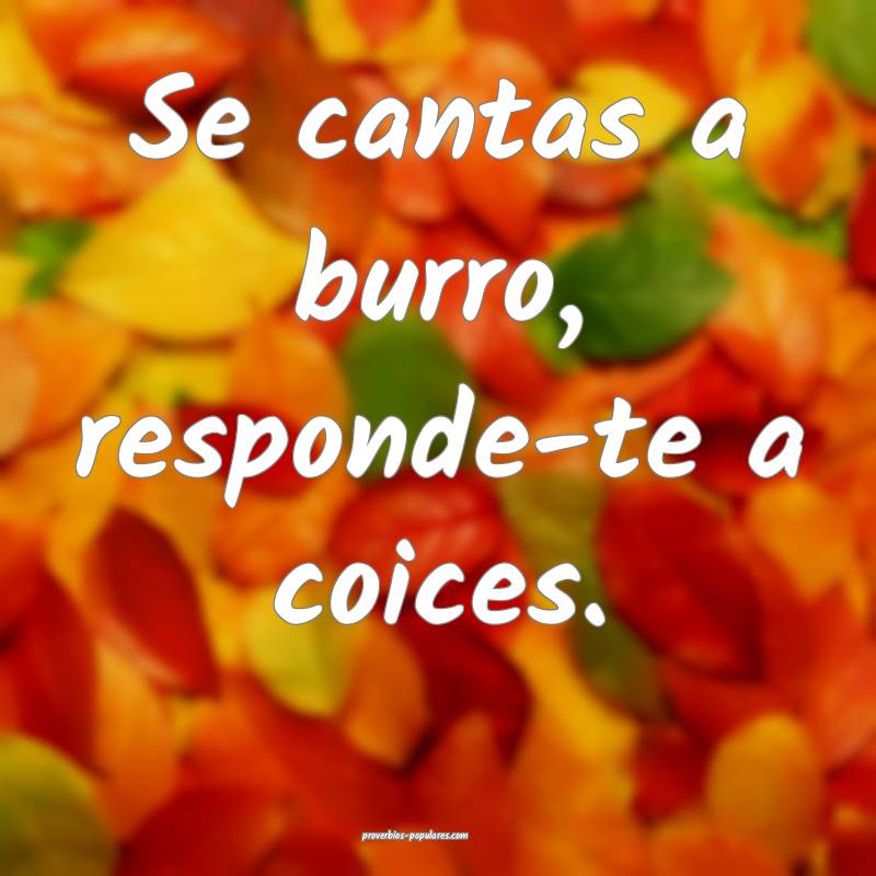 Se cantas a burro, responde-te a coices.
...