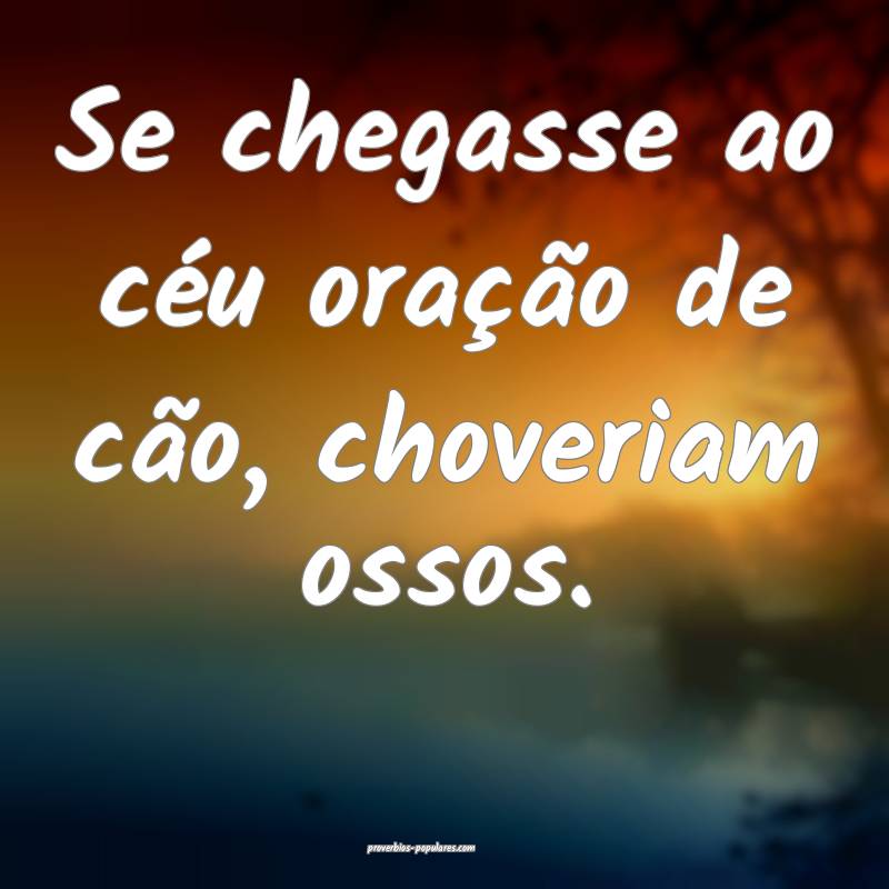 Se chegasse ao céu oração de cão, choveriam ossos.
...