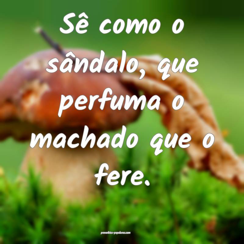 Sê como o sândalo, que perfuma o machado que o f ...