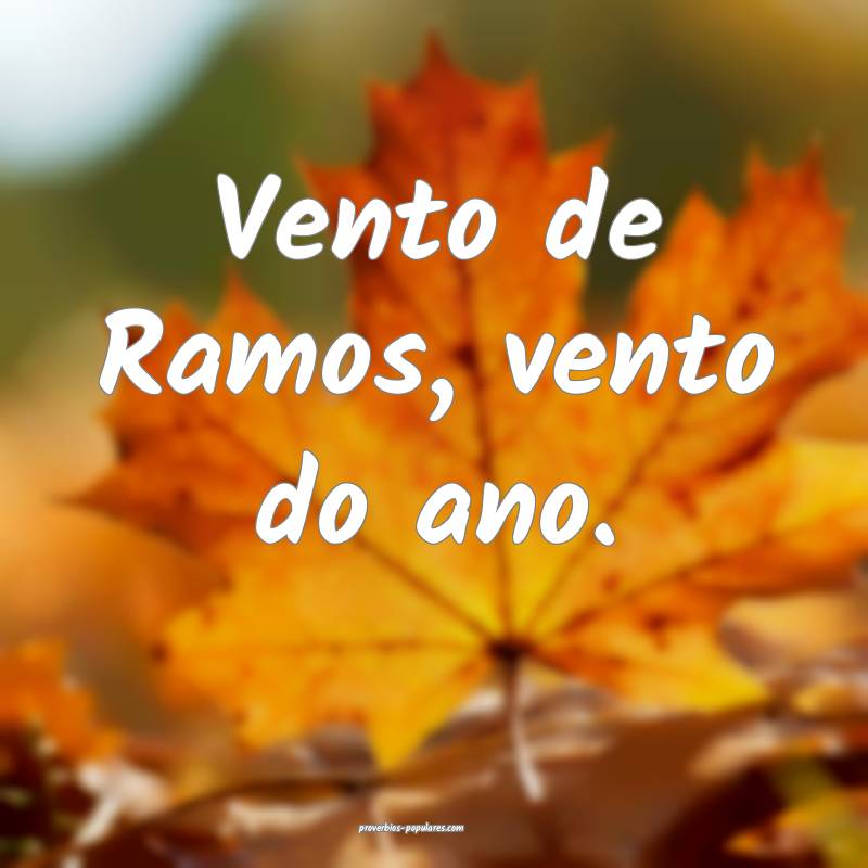 Vento de Ramos, vento do ano.
...