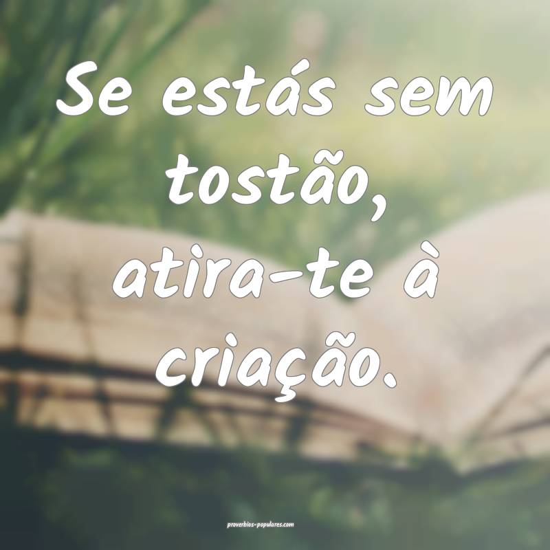 Se estás sem tostão, atira-te à criação.
...