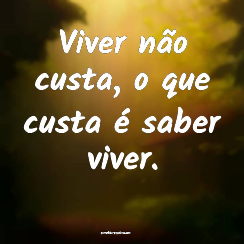 Viver não custa, o que custa é saber viver.
 ...