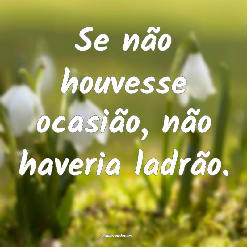 Se não houvesse ocasião, não haveria ladrão.
...