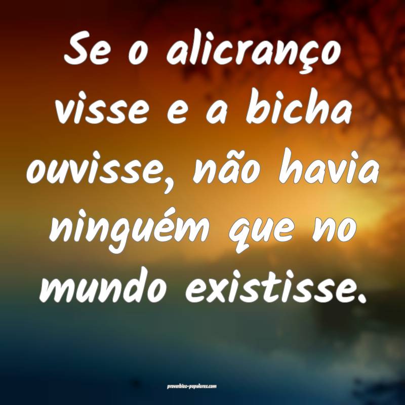 Se o alicranço visse e a bicha ouvisse, não havia ninguém que no mu...