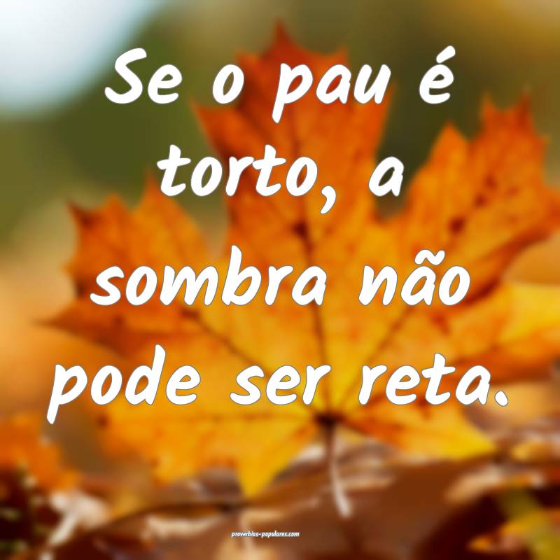 Se o pau é torto, a sombra não pode ser reta.
...