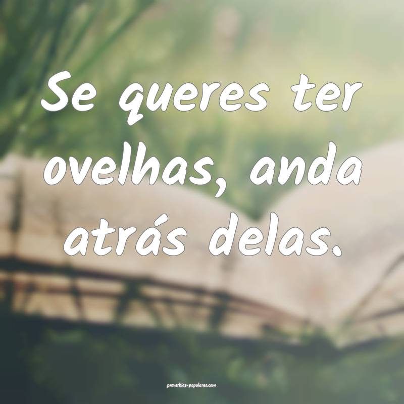 Se queres ter ovelhas, anda atrás delas.
...