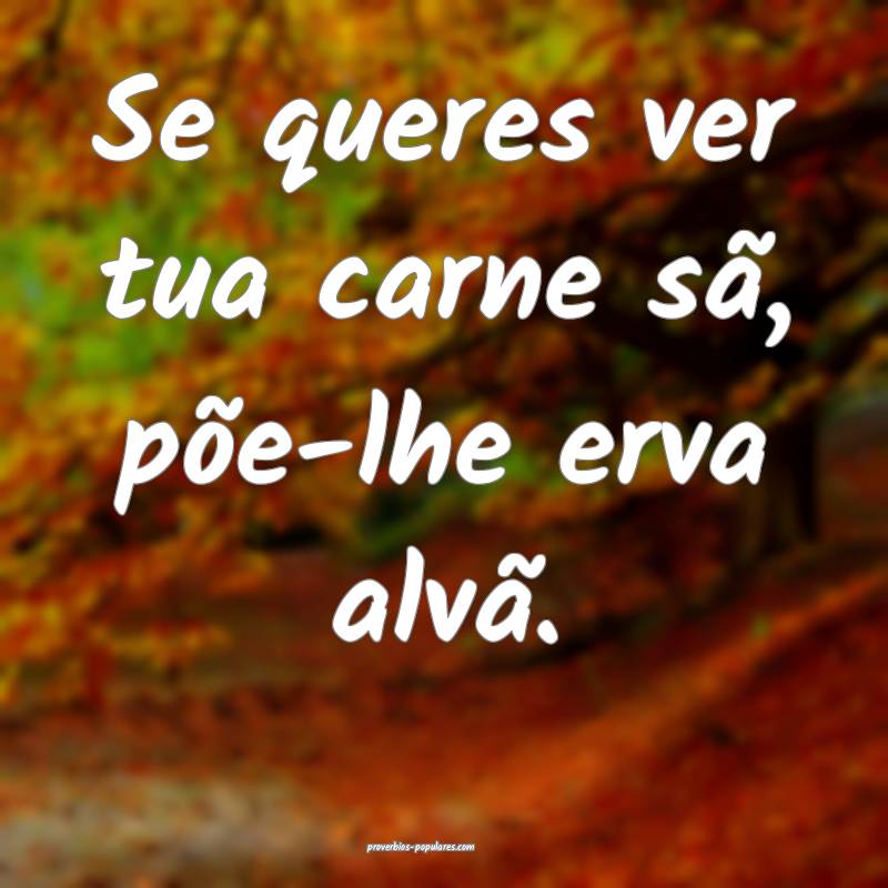 Se queres ver tua carne sã, põe-lhe erva alvã.
...