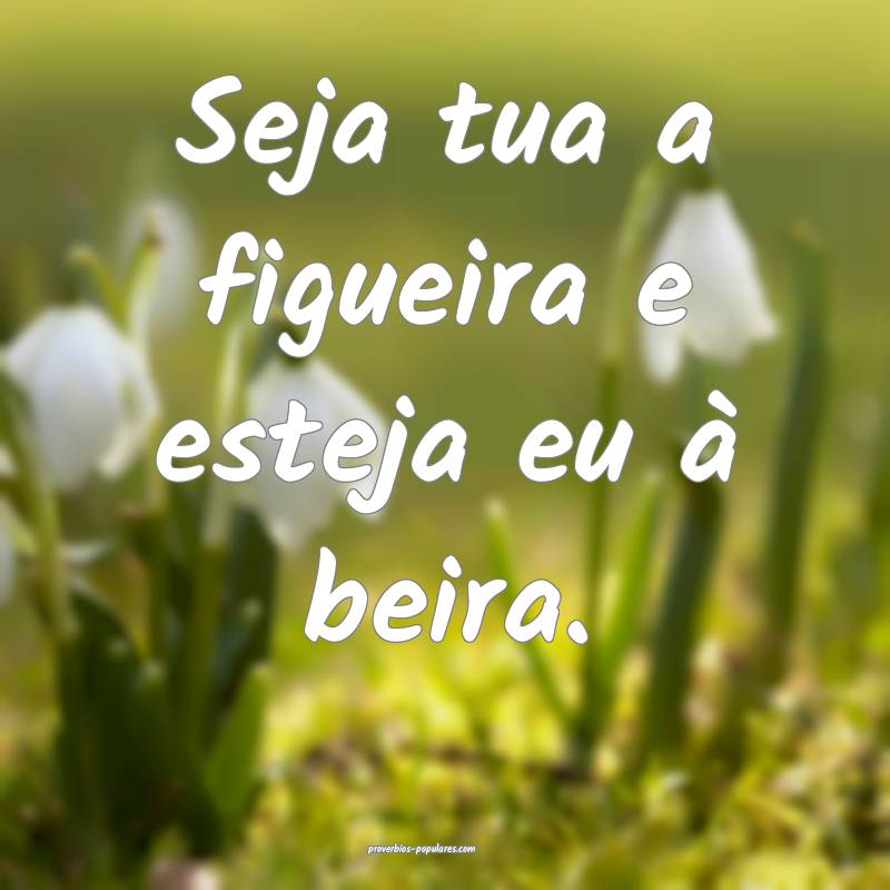 Seja tua a figueira e esteja eu à beira.
...