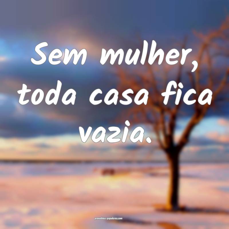 Sem mulher, toda casa fica vazia.
 ...