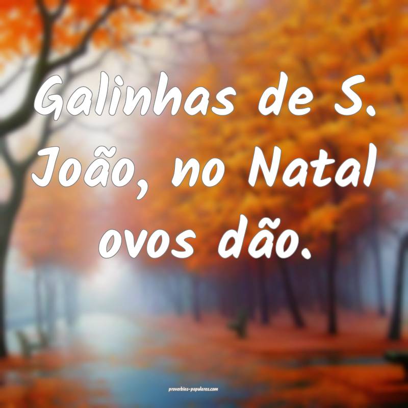 Galinhas de S. João, no Natal ovos dão.
...