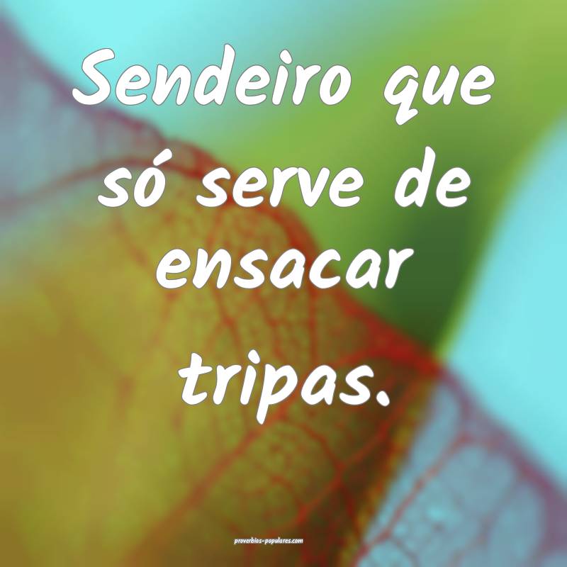 Sendeiro que só serve de ensacar tripas.
...