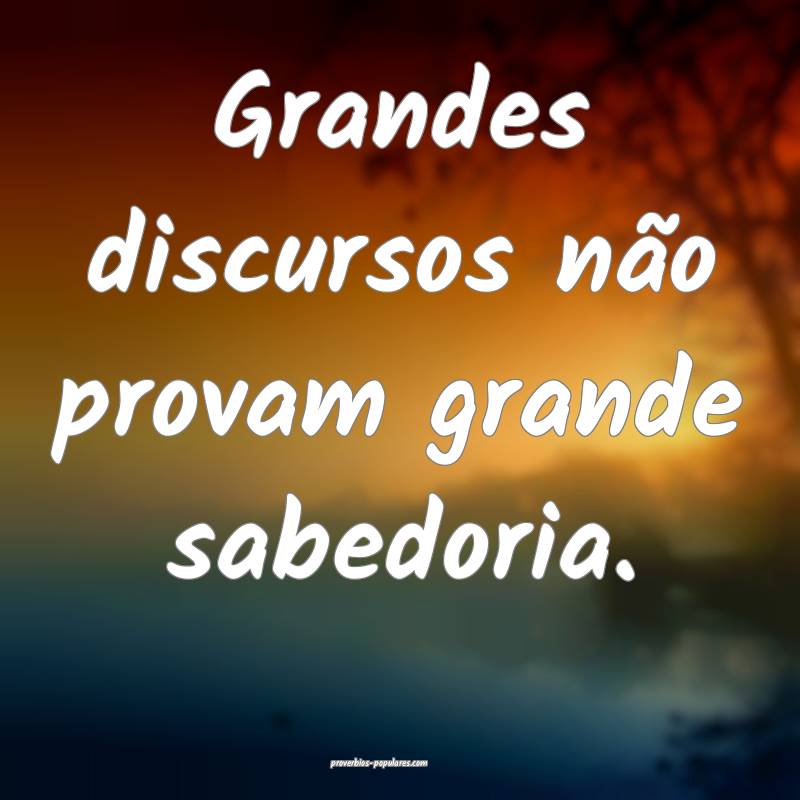 Grandes discursos não provam grande sabedoria.
...