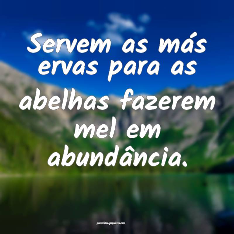 Servem as más ervas para as abelhas fazerem mel em abundância.
...