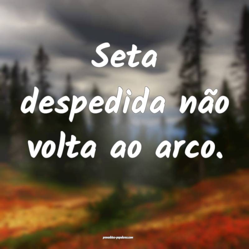 Seta despedida não volta ao arco.
...