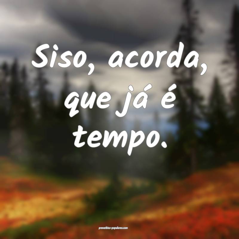 Siso, acorda, que já é tempo.
 ...