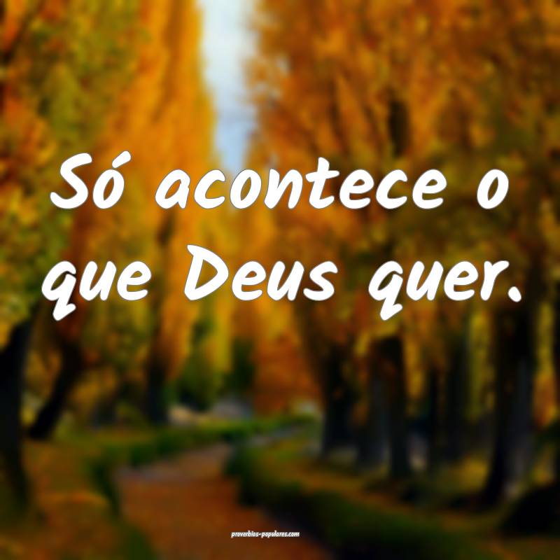 Só acontece o que Deus quer.
...