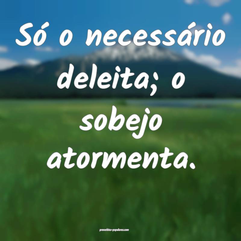 Só o necessário deleita; o sobejo atormenta.
 ...