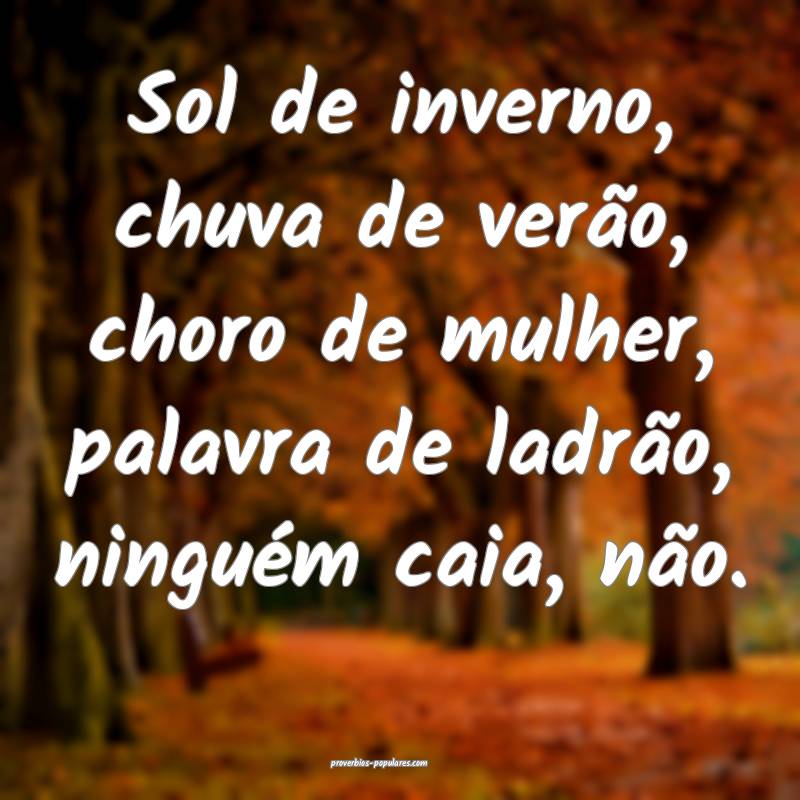Sol de inverno, chuva de verão, choro de mulher, palavra de ladrão, ...