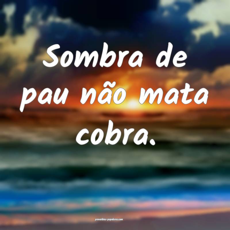 Sombra de pau não mata cobra.
 ...
