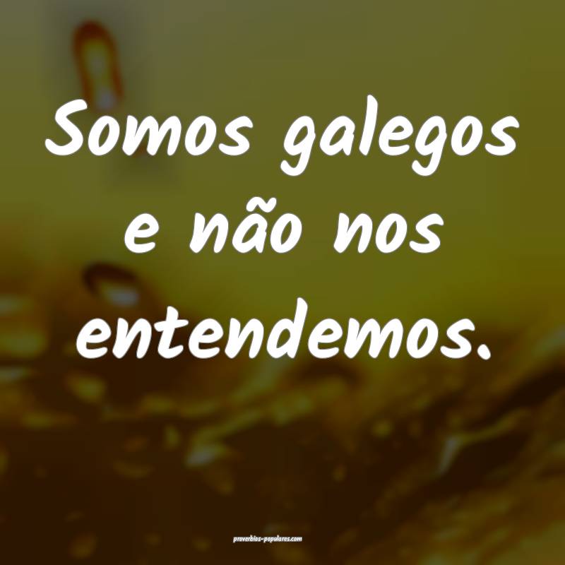 Somos galegos e não nos entendemos.
...