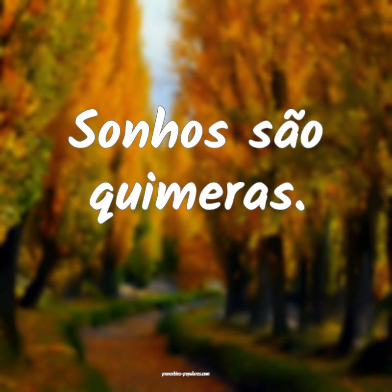 Sonhos são quimeras.
 ...