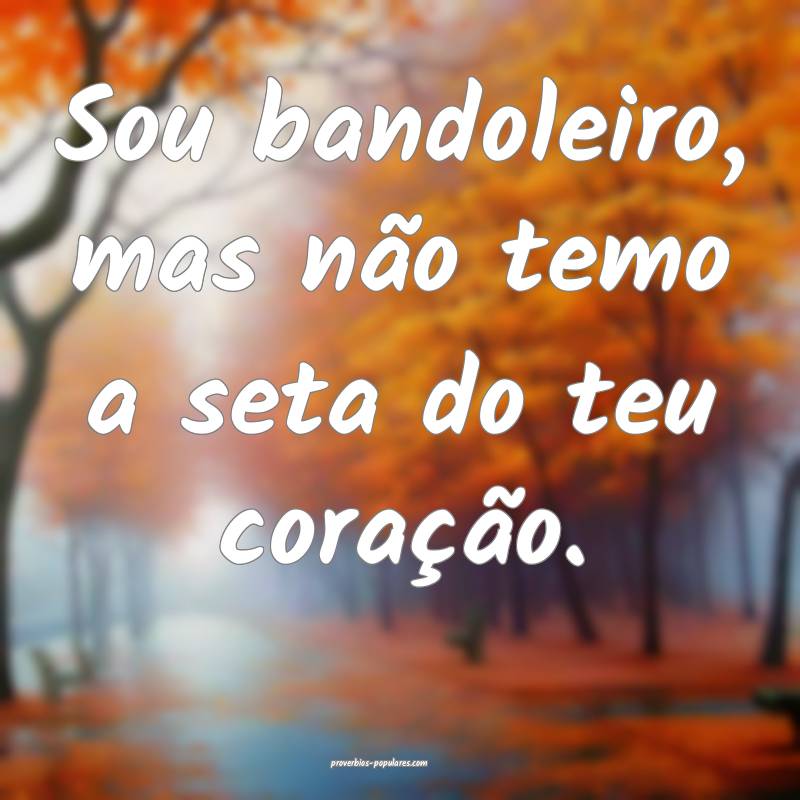 Sou bandoleiro, mas não temo a seta do teu coraç ...