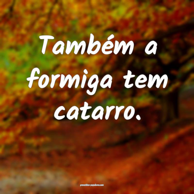 Também a formiga tem catarro.
...