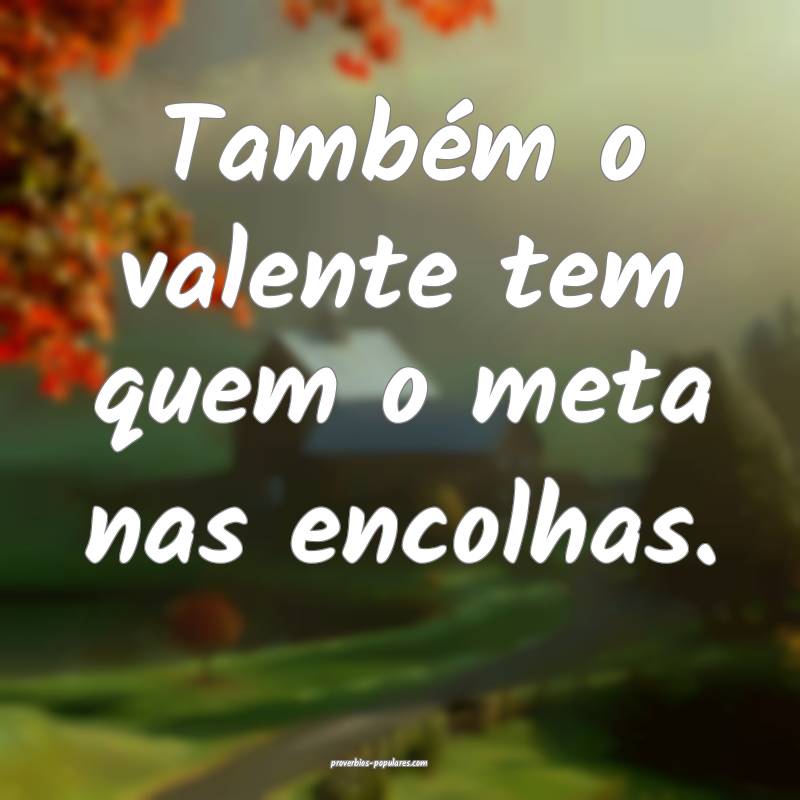 Também o valente tem quem o meta nas encolhas.
...