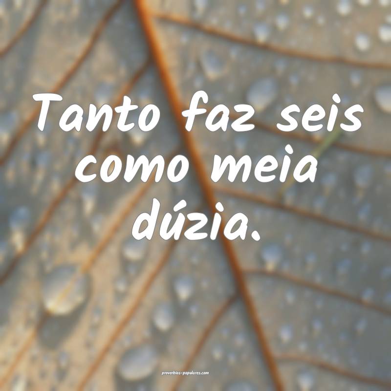 Tanto faz seis como meia dúzia.
 ...