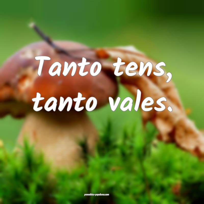 Tanto tens, tanto vales.
...