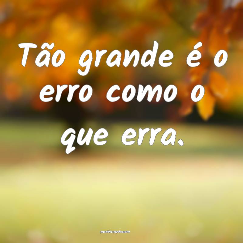Tão grande é o erro como o que erra.
...