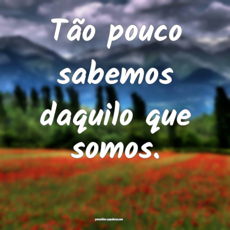 Tão pouco sabemos daquilo que somos.
...