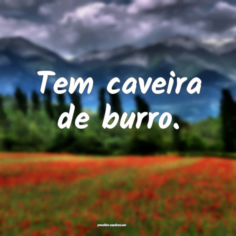 Tem caveira de burro.
...