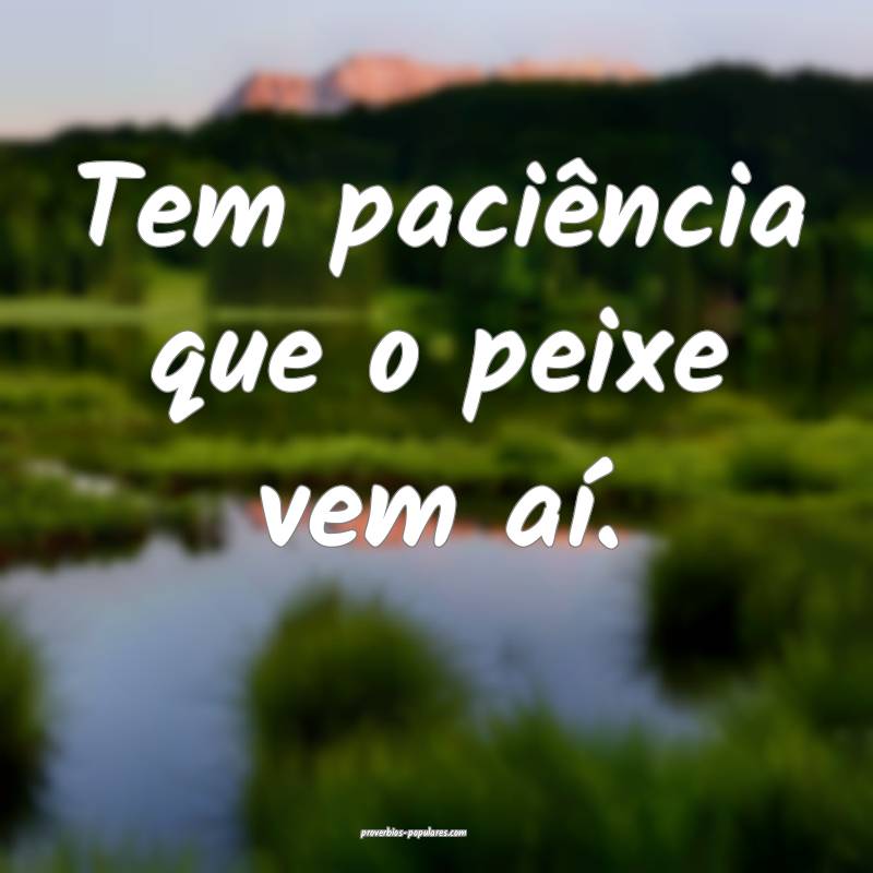 Tem paciência que o peixe vem aí.
...