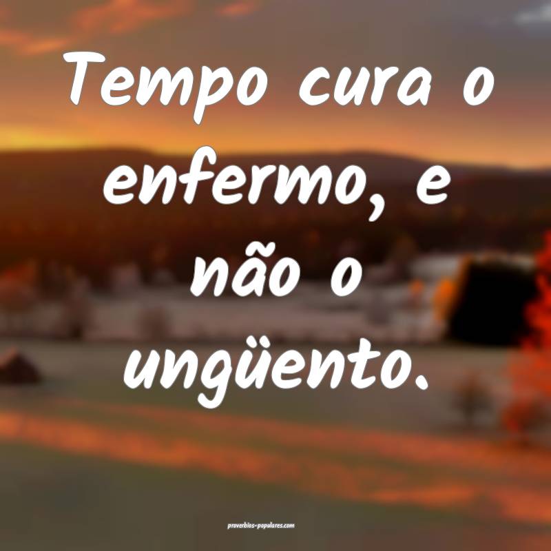 Tempo cura o enfermo, e não o ungüento.
...