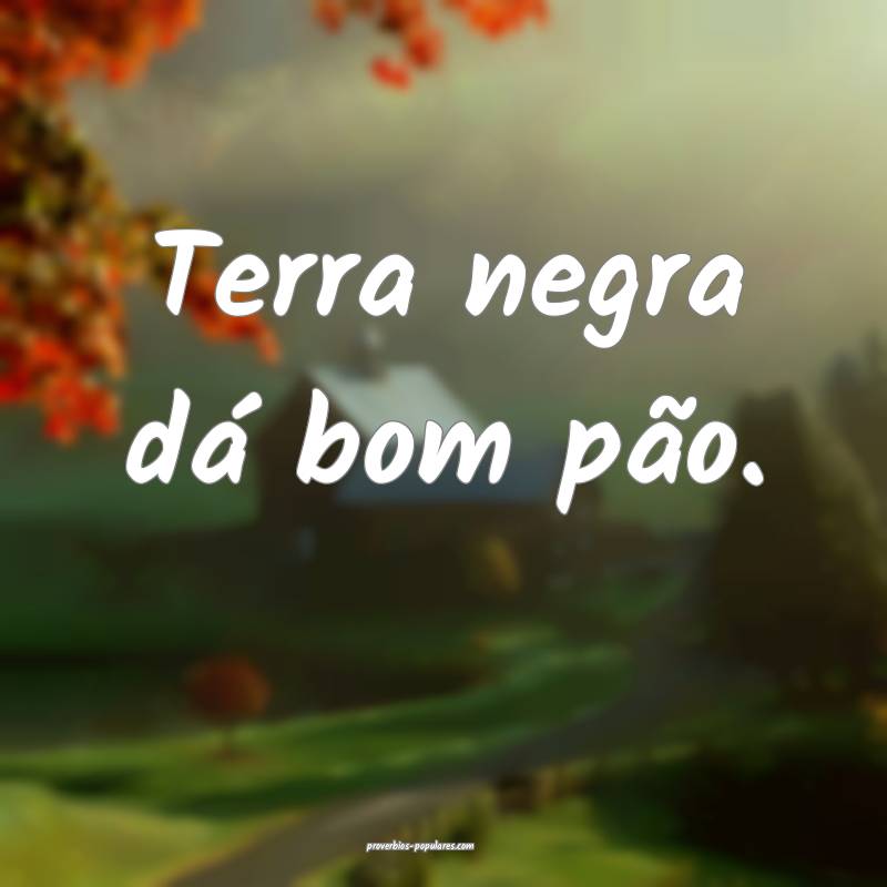 Terra negra dá bom pão.
...