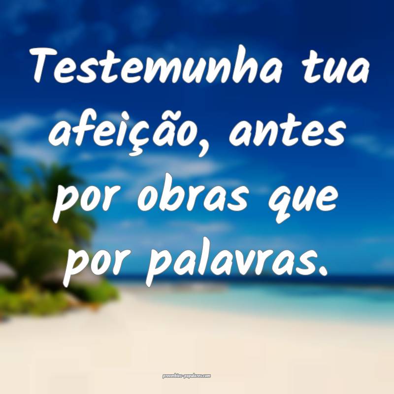 Testemunha tua afeição, antes por obras que por palavras.
...