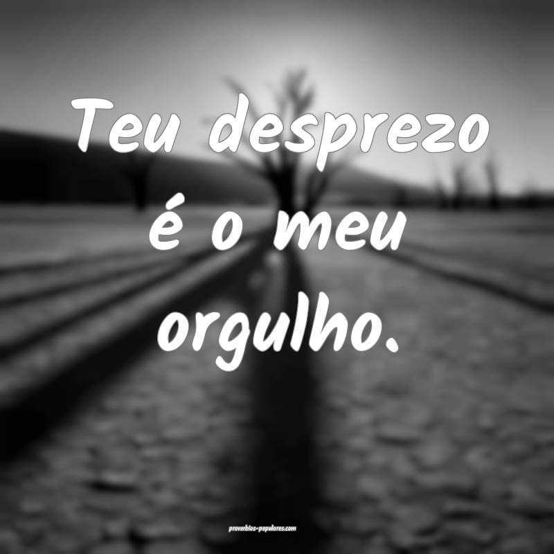Teu desprezo é o meu orgulho.
...