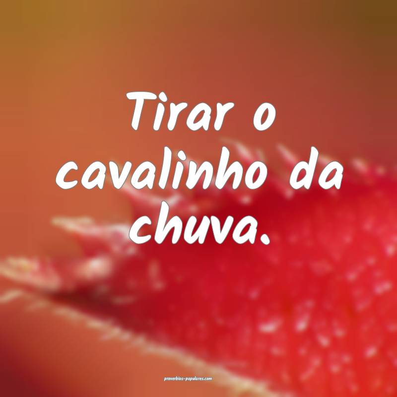 Tirar o cavalinho da chuva.
 ...