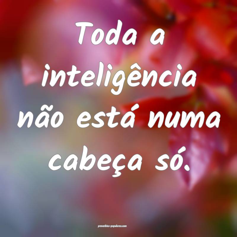 Toda a inteligência não está numa cabeça só.
...