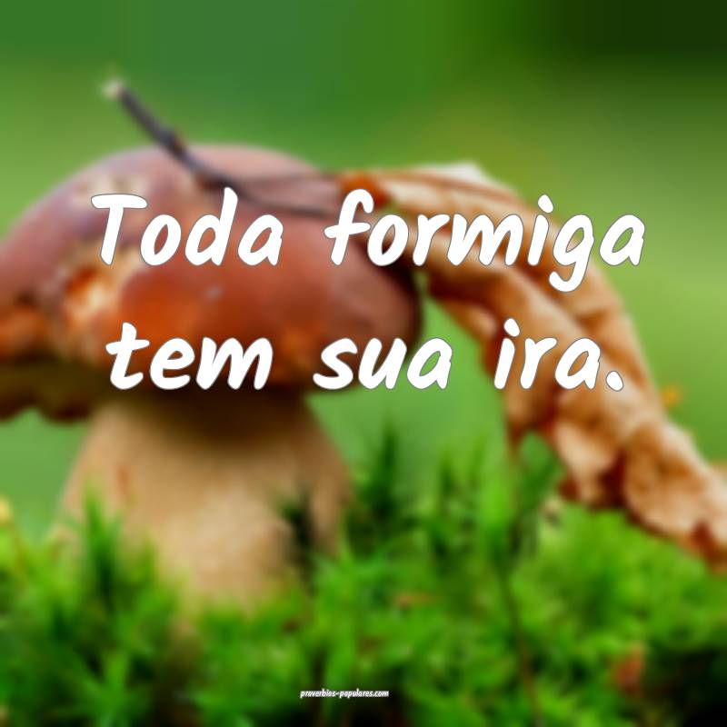Toda formiga tem sua ira.
...