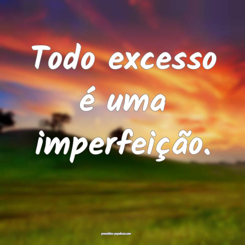 Todo excesso é uma imperfeição.
...