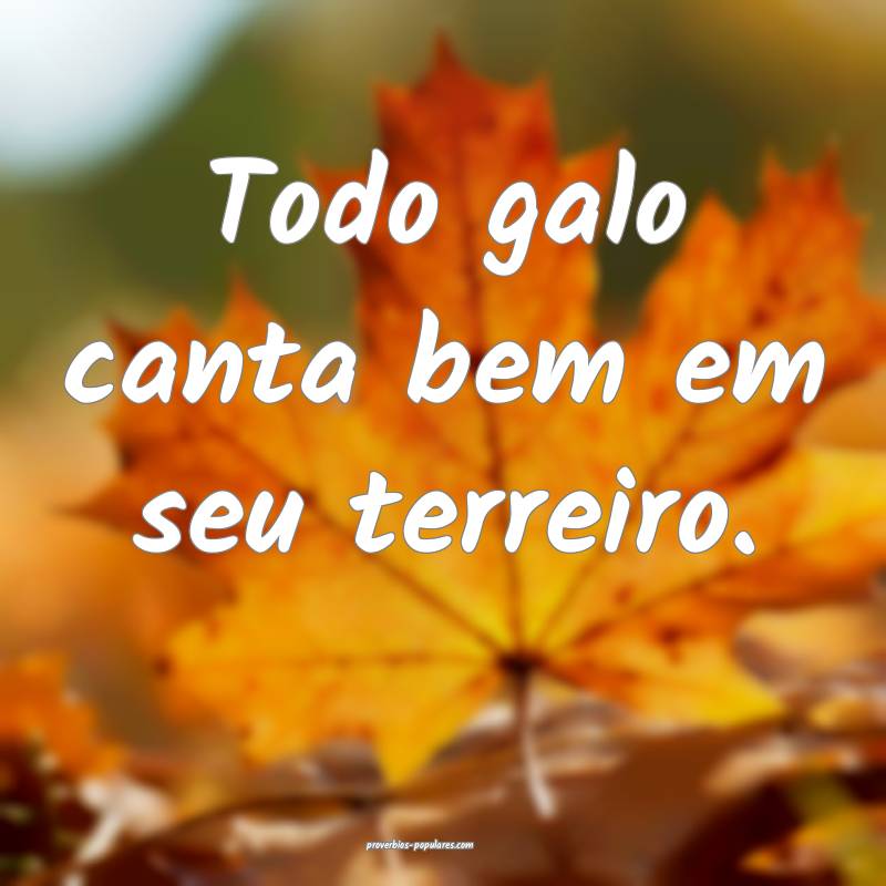 Todo galo canta bem em seu terreiro.
...