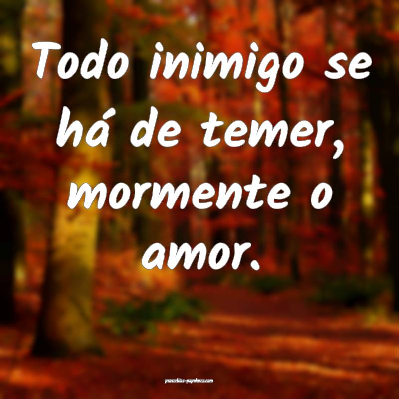 Todo inimigo se há de temer, mormente o amor.
...