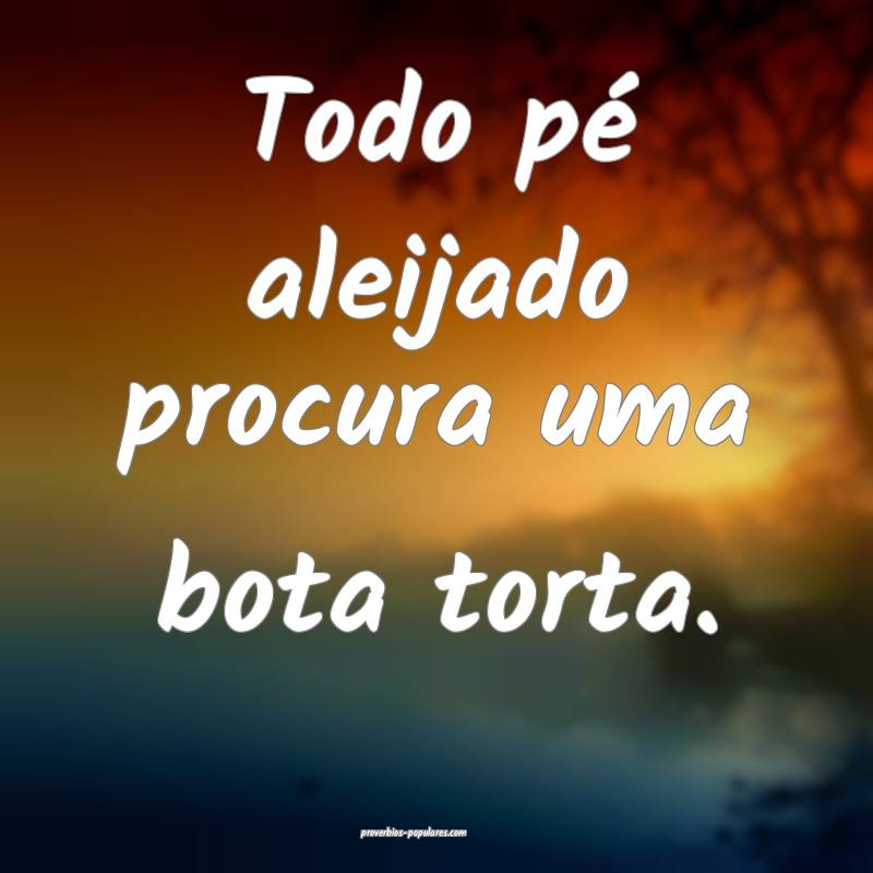Todo pé aleijado procura uma bota torta.
...