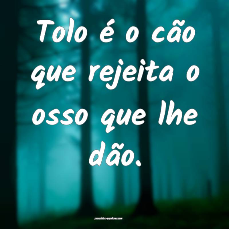 Tolo é o cão que rejeita o osso que lhe dão.
...