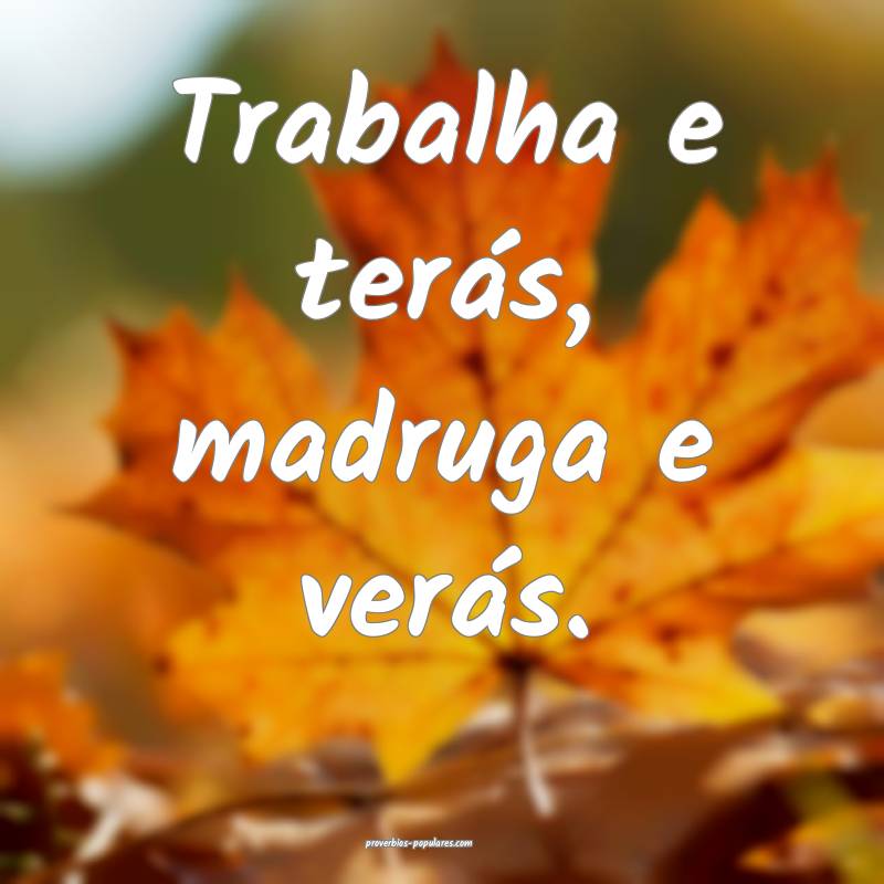 Trabalha e terás, madruga e verás.
...