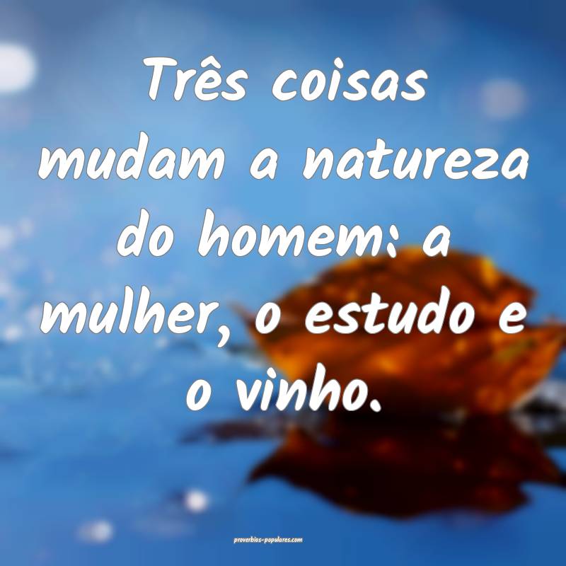 Três coisas mudam a natureza do homem: a mulher, o estudo e o vinho.
...
