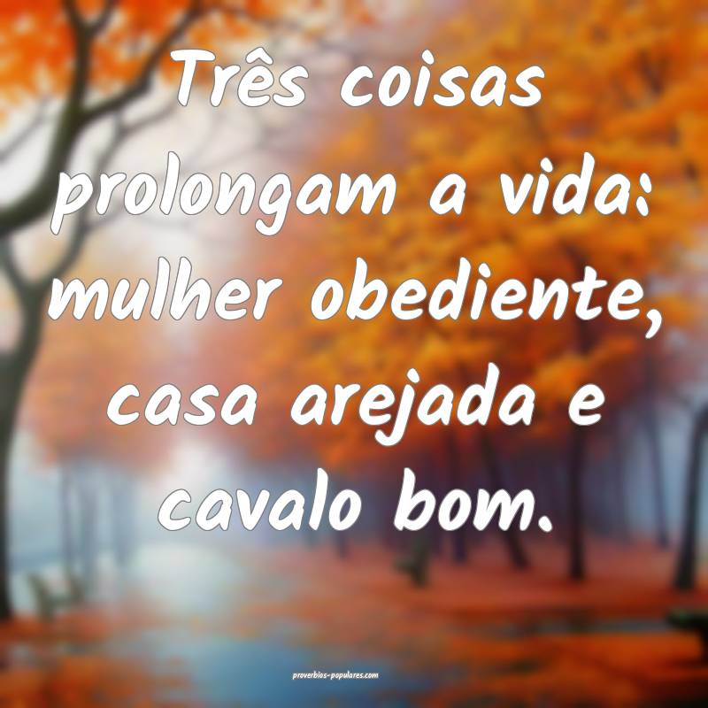 Três coisas prolongam a vida: mulher obediente, c ...