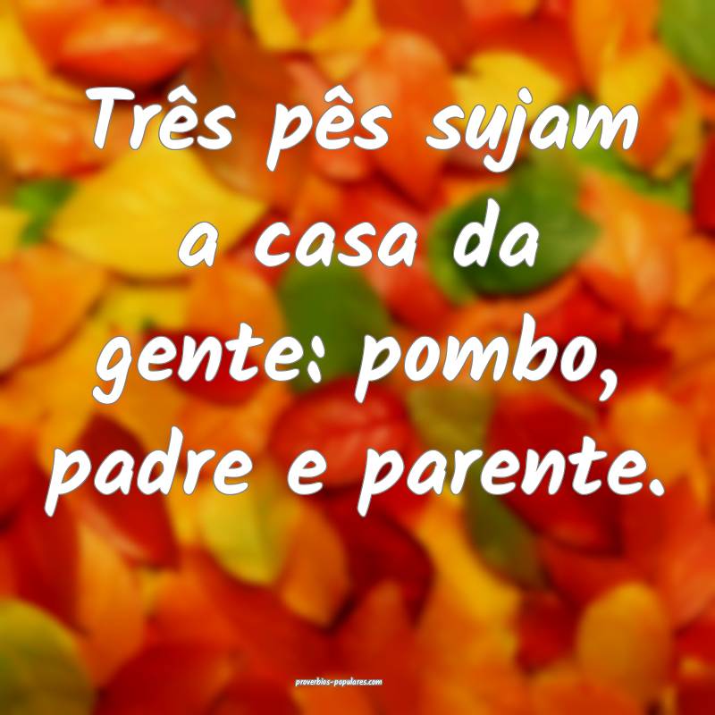 Três pês sujam a casa da gente: pombo, padre e parente.
...